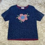 American flag knitted Monterey bay linen blend sweater Blue Size M Photo 0