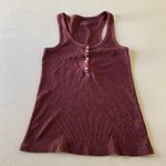 Aerie  Burgundy Ribbed Henley Tank Top Women’s Medium Racerback Photo 0