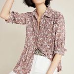 Pilcro and the Letterpress Pilcro by Anthropologie Pink Sasha Smocked Long Sleeve Button Down Top Women’s S Photo 1