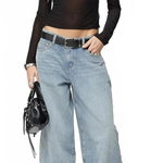 Edikted Kella Low Rise Baggy Jeans NWT Blue Vintage Washed Size Small Photo 0