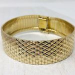 Sterling Silver , gold overlay wide diamond cut bracelet Photo 0