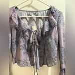 Urban Outfitters  Floral Ruffle Bell Sleeve Top Size XS Photo 3