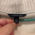 Lands' End Women's XL Ivory Fleece Full Zip Jacket Knit Collar Pockets Photo 2