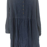 Woman Within  Blue Denim Button Front Long Sleeve Midi Dress Plus Size 24W Cotton Photo 0