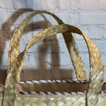 Vintage 1960s or 1970s Straw and Raffia Handbag or Small Tote Floral Beachy Photo 4