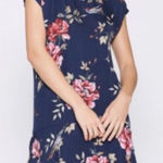 Joie  Coreen Navy Blue Floral Ruffle Hem Silk Mini Dress Photo 0
