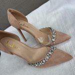 Lulus Kastra Light Nude Suede Rhinestone Pointed-Toe Pumps size 8 Photo 2