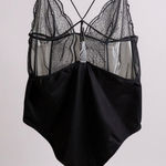 Calvin Klein Black Lace Mesh Strappy Teddy Bodysuit L XL Photo 0