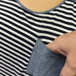 Elie McCarthy Tshirt Pocket Tee Short Sleeve Striped Dress Womens Medium Blue Photo 8