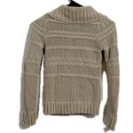 Tan Cardigan Sweater with Textured Knit and Shawl Collar Photo 1