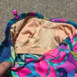 Catalina Vintage  neon tropical ruched skirted swimsuit with halter strap size 8 Photo 7