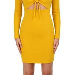 BCBG Marigold Long Sleeve V Neck Bodycon Dress Yellow Size M Photo 0