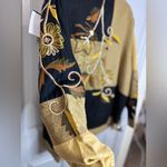 Vintage Indigo Moon Jacket 2X Yellow Black Embroidered Floral Art to Wear Photo 4