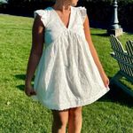 BOUTIQUE WHITE EYELET MINI DRESS Size L Photo 0