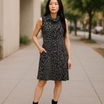 Nina Leonard  Lemmie Sleeveless Snakeskin Midi Dress Black & White Medium Photo 12