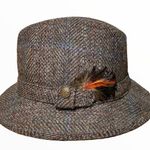 Pendleton Vintage  Fedora Walking Hat 60s 100% Virgin Wool Tweed Feather 7 1/4 Photo 0