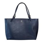 Tory Burch Large York Navy Blue Saffiano Leather Buckle Tote Bag Shoulder Purse Photo 1