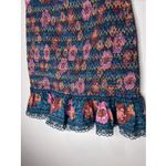 Farm Rio  Smocked Flounce Mini Skirt Blue Floral Large L‎ Photo 3