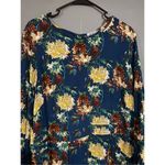 JUST FAB Long Sleeve Floral Print Blue A Line Rayon High Neck Dress 2X Photo 4