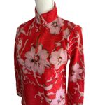 JEAN PIERRE KLIFA Floral Zip Long Sleeve Wool Blend Top Sz Small Red Photo 1