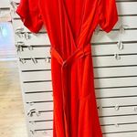 ALC Frank A.L.C Claire 100% Silk Short Sleeve Hi-Low Hem Midi Wrap Dress Red Women's US 8 Photo 2