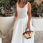 ASTR  the Label Contrast Midi Sundress in White Size Medium Photo 2