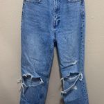 ZARA  sz 2 ripped Knee Jeans High Waist Distressed Denim Light Wash Casual Trendy Photo 1