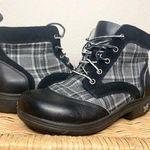 Alegria Kylie Night Boots Black and Gray Plaid Panel Lace Up Boots Size 37 Photo 0