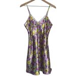 Floral Butter Yellow and Lavender Satin Nightgown Slip Dress Lingerie Chemise Purple Size undefined Photo 3