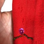 KIKIT Christmas Cardigan Size M Red Beaded Sequins Flower Martini Snowman Lights Size M Photo 8