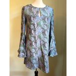 Elizabeth and James Elizabeth‎ James Paisley boho blue xs Bell Silk Mini Dress cottage fairy Y2K Photo 3
