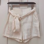 EXPRESS White Linen Blend High Rise Shorts Photo 0