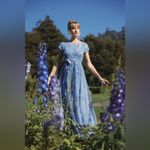 Mac Duggal 14521 Blue Floral Embellished Short Sleeve Mesh Gown Dress Photo 2