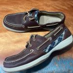 Sperry Top Sided Intrepid Dark Brown Leather and Blue Plaid Shoes size 8 Photo 0