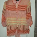 BCX Tie Front Sheer Button Down Blouse Photo 4