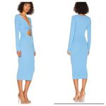 Bardot NWT  Eliana Twist Front Knit Dress In Blue Cutouts Long Sleeves Bodycon XL Photo 5