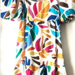 Tabitha Brown for Target‎ Linen Blend Botanical Puff Sleeve Mini Dress Sz XS White Photo 0