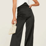 Alexis Women's Marinna Black White Wide Leg Bow Satin Pant Jumpsuit Size Medium Photo 0