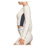 SKIMS Stretch Cotton Rib Long Sleeve Crop Henley -Marble/Navy (L) NEW Photo 1