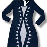Young Threads NWT New York City Taupe Black Geometric Mini Sweater Dress Medium Photo 0
