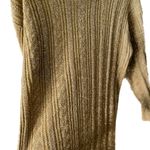 Vintage gold metallic sparkle ribbed knit turtleneck tunic sweater size medium M Photo 2