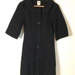 Anthropologie Tulle Black Textured Trench Coat Women's Size M Pockets 3/4 Sleeve Photo 0