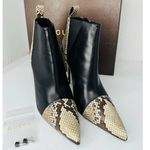 Gucci Black Leather And Roccia Python Pointed Toe Ankle stiletto Boots EU 39.5 Photo 8