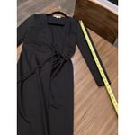 Emerson Fry Ballet wrap midi knee length long sleeve fall Dress Black Ponte XXS Photo 2