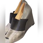  Shoes | Karl Lagerfeld moyen Darci Wedges 8.5 Black Gray w/flaws Photo 3