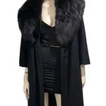 Vintage CAPELLA A Luxurious Fabric Fur Collar Black Open front Long Coat Size undefined Photo 0