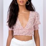 Princess Polly NWT  Crop Top Blouse Pink Floral Print Where Love Blossoms Size 8 Photo 0