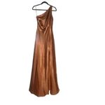 Birdy Grey Kira copper satin 1 shoulder bridesmaid bridal maxi dress NWOT Medium Photo 1