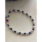 Set of 2 Beaded anklets Colorful Disc Beads Pearl Navy Seed Beads Blue Photo 2