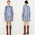 Marie Oliver  Silk Mini Dress Size Large Paisley Ruffle Boho Chic Coastal Cowgirl Photo 13